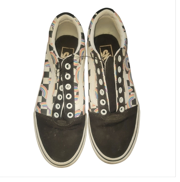 Vans Black White checkerboard ward Sneakers rainbows pride w 9.5 m 7.5 unisex - Picture 2 of 5